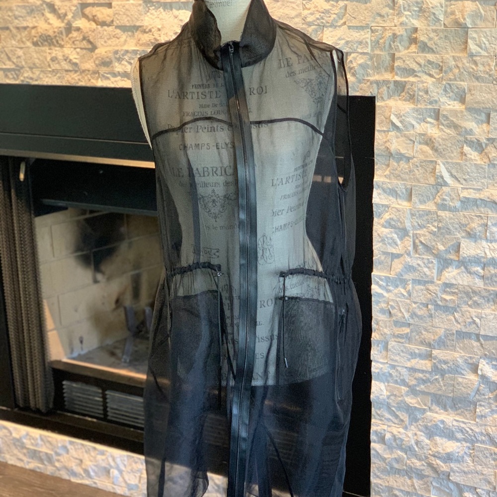 Elie Tahari Black Sheer Vest